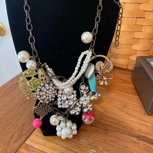 Plunder Green and Pink Necklace with Crystal Accents